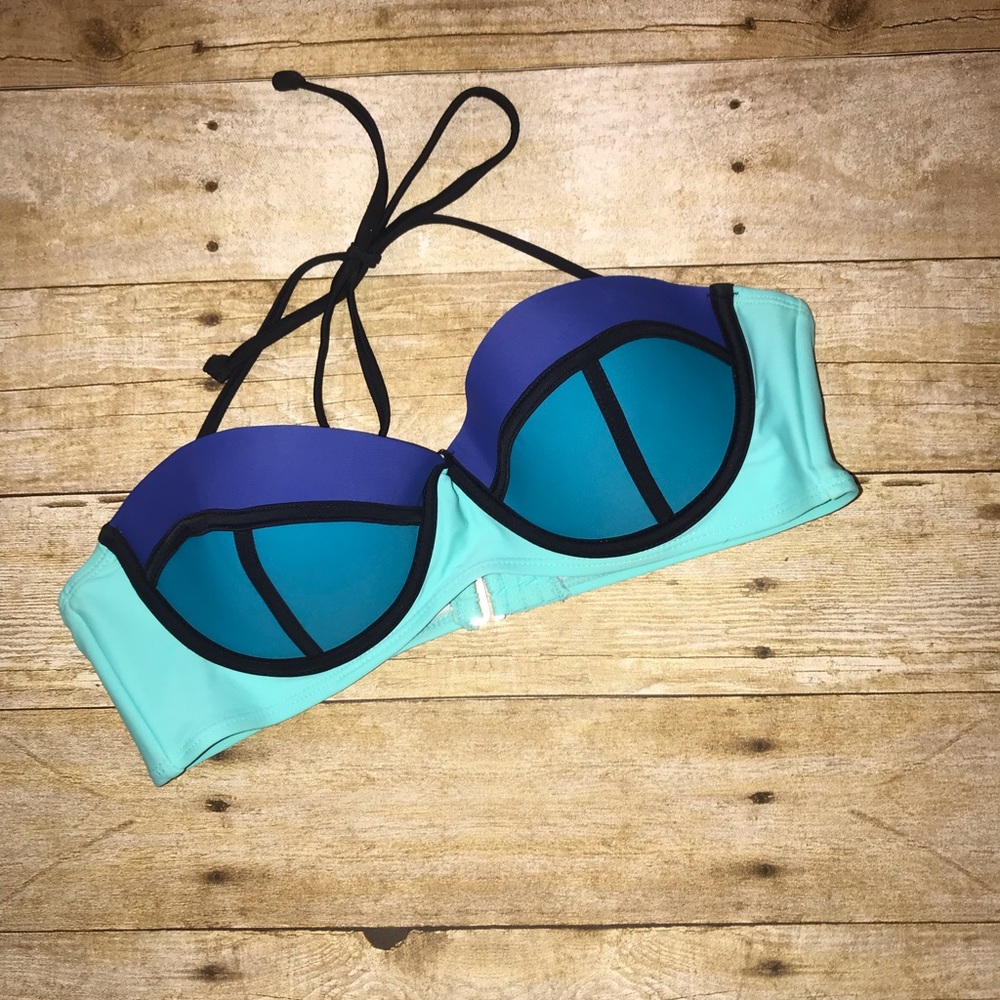 blue triangle bikini top